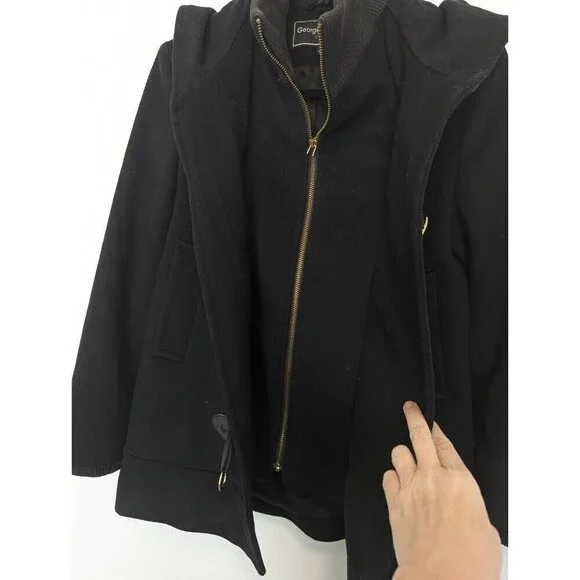 George Simonton Black Lambswool Cashmere Coat Size 4 - Picture 6 of 15